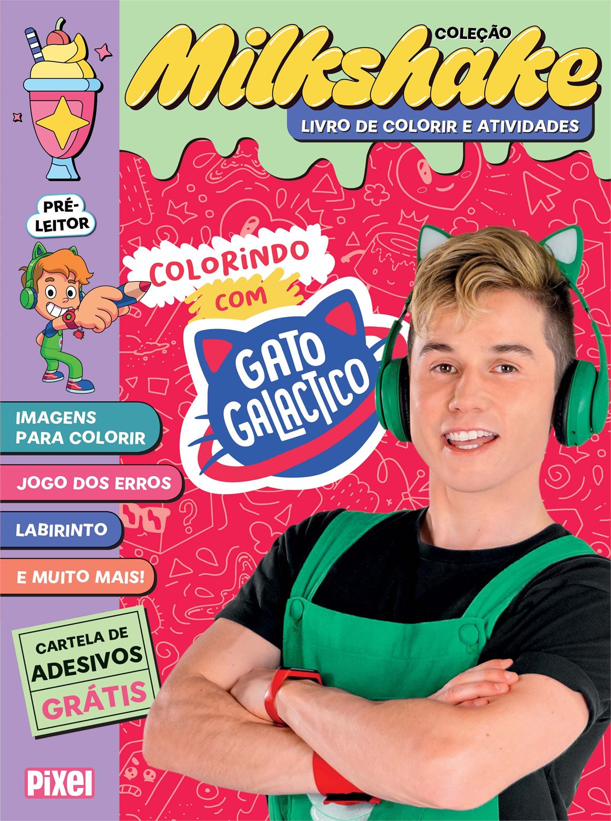 Capa de Colorindo com Gato Galactico – Coleção Milkshake